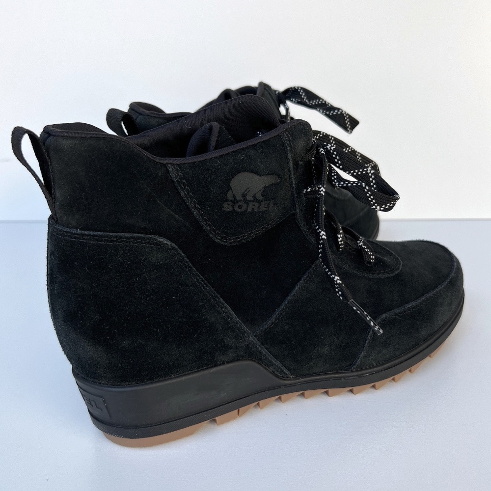 Sorel- Black Suede Evie Sport Lace Bootie, 9.5M